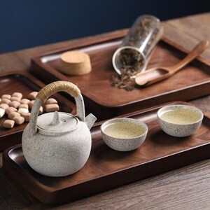 Japanese Style Rectangular Wooden Platter, Black Walnut Wooden Platter, Snack Candy Fruit Wooden Tray image 2