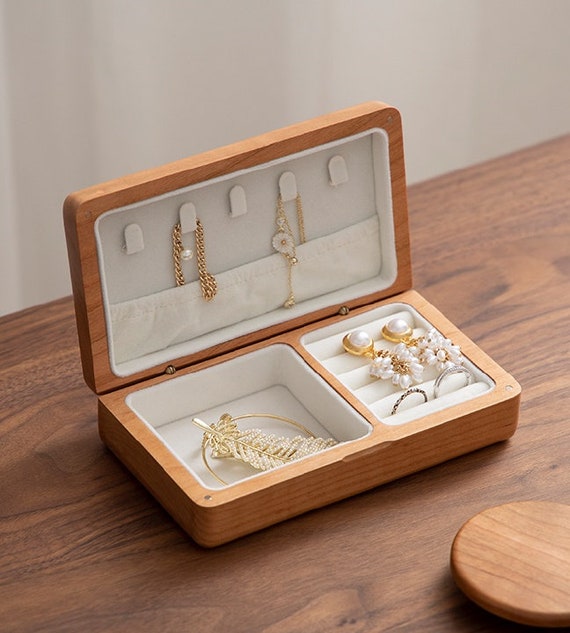 Wooden Jewelry Box, Jewelry Organizer, Simple Jewelry Box, Walnut Cherry  Wood Jewelry Box, Ring, Bracelets, Stud Earring, Necklace Storage 