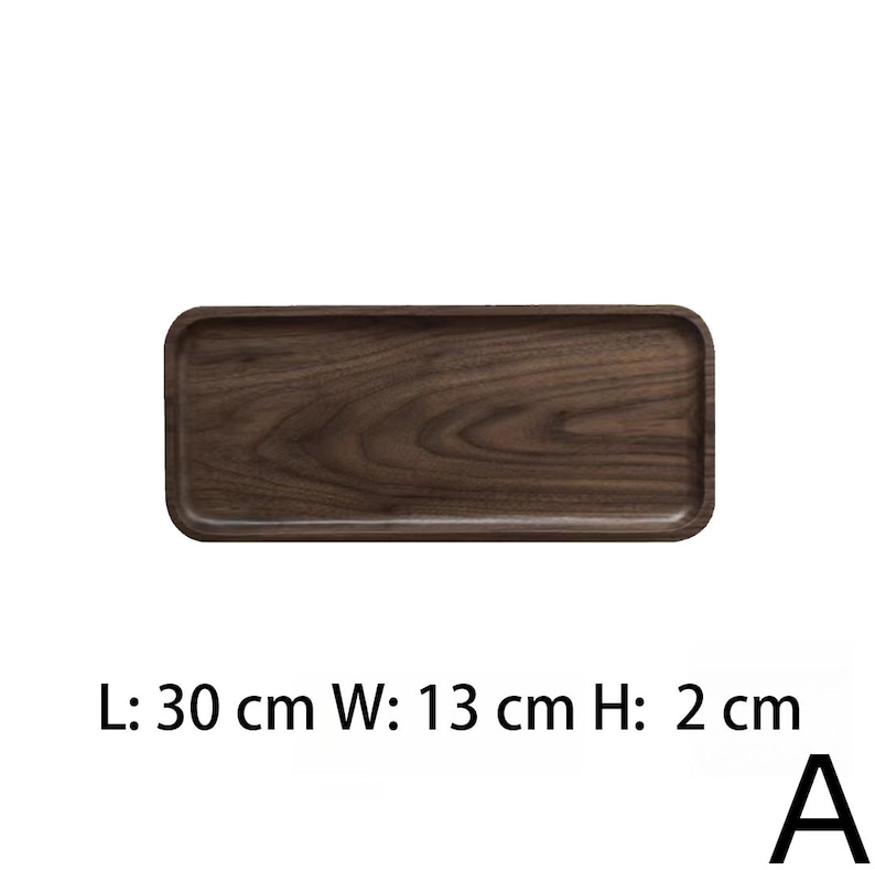 Japanese Style Rectangular Wooden Platter, Black Walnut Wooden Platter, Snack Candy Fruit Wooden Tray A