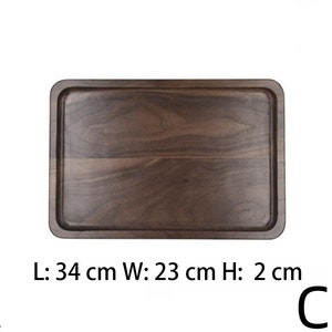 Japanese Style Rectangular Wooden Platter, Black Walnut Wooden Platter, Snack Candy Fruit Wooden Tray C