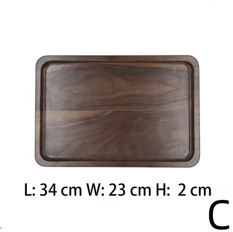 Japanese Style Rectangular Wooden Platter, Black Walnut Wooden Platter, Snack Candy Fruit Wooden Tray C