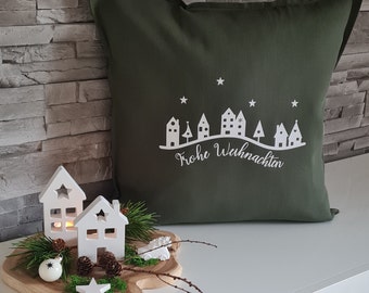 Dekokissen, Weihnachtskissen, Frohe Weihnachten, Weihnachten, Tannenbäume, Weihnachtsbäume, Kissen, Kissenbezug, Advent, Dekoration Geschenk