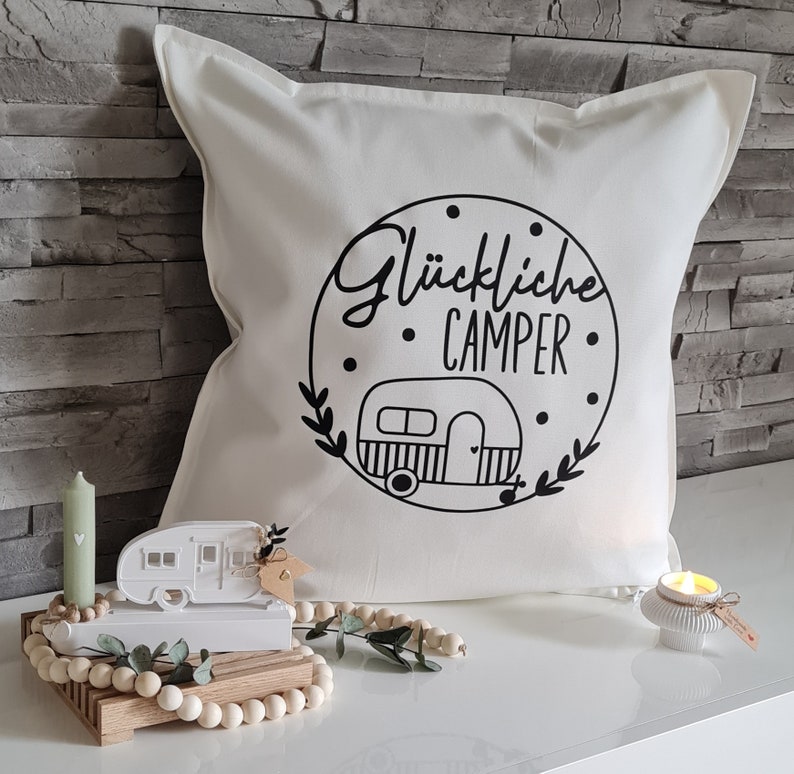 Dorasplotterwelt Happy Camper Pillow Cover - Thumbnail 5