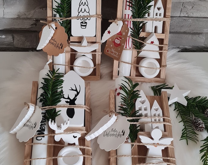 Geschenkset, Raysin, Raysinhäuser, Lichterhäuser, Kerzen, Skandi Deko