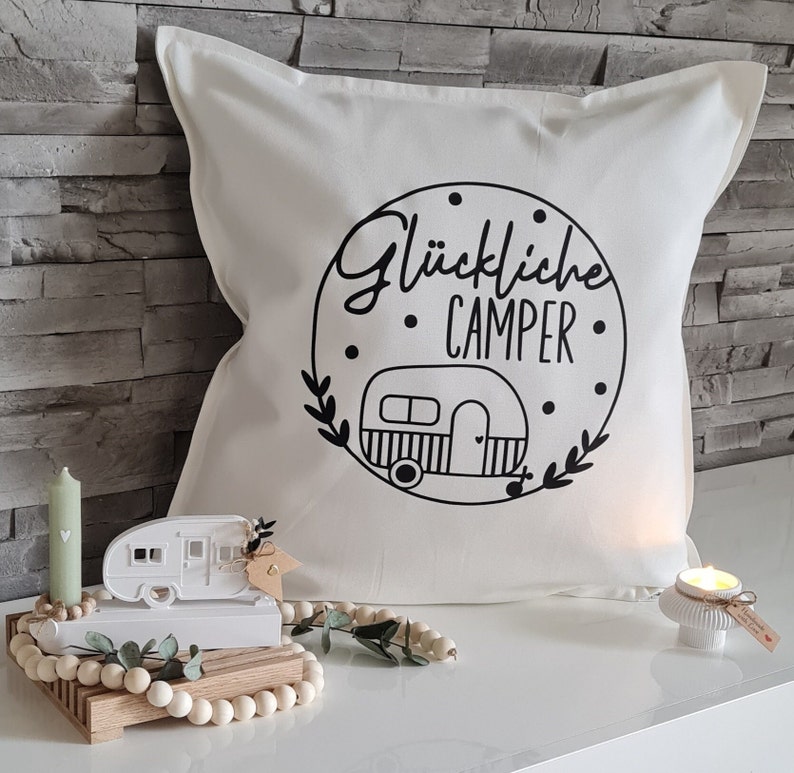 Dorasplotterwelt Happy Camper Pillow Cover - Thumbnail 4