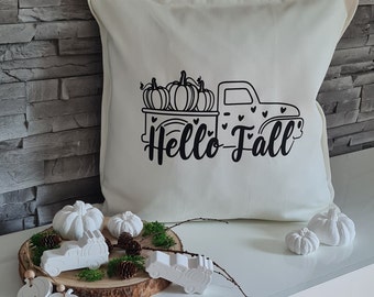 Kissenhülle Herbst "Hello Fall" Kissenbezug Herbst Design, Herbstdeko, Dekokissen, Dekoration, Geschenk