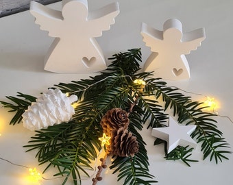 Süße Engel 2er Set mit kleinem Herz aus Raysin, Deko-Set für Weihnachten/ Adventszeit