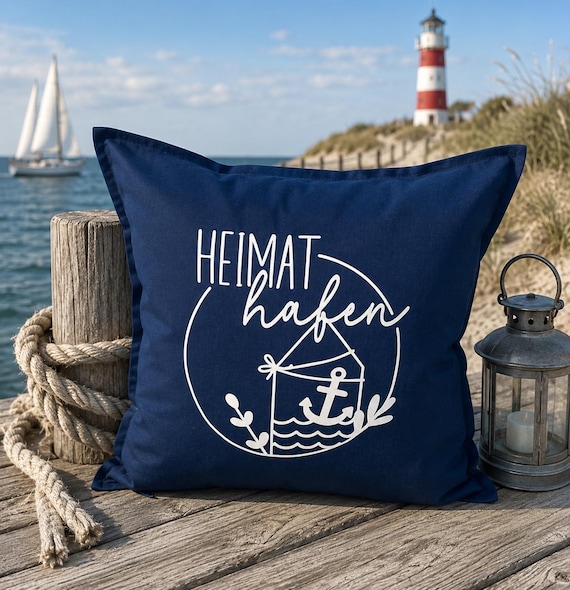 Maritime Kissenhülle, Kissenbezug, Maritim, Heimathafen, Dekokissen, Deko, Dekoration, Geschenk, Mitbringsel
