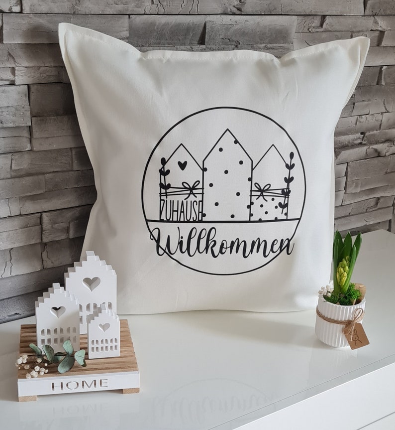 Kissenbezug, Kissenhülle Willkommen Zuhause, Kissen Deko, Kissenbezüge, Kissenbezug zum verschenken, Geschenk, Geschenkidee Bild 7