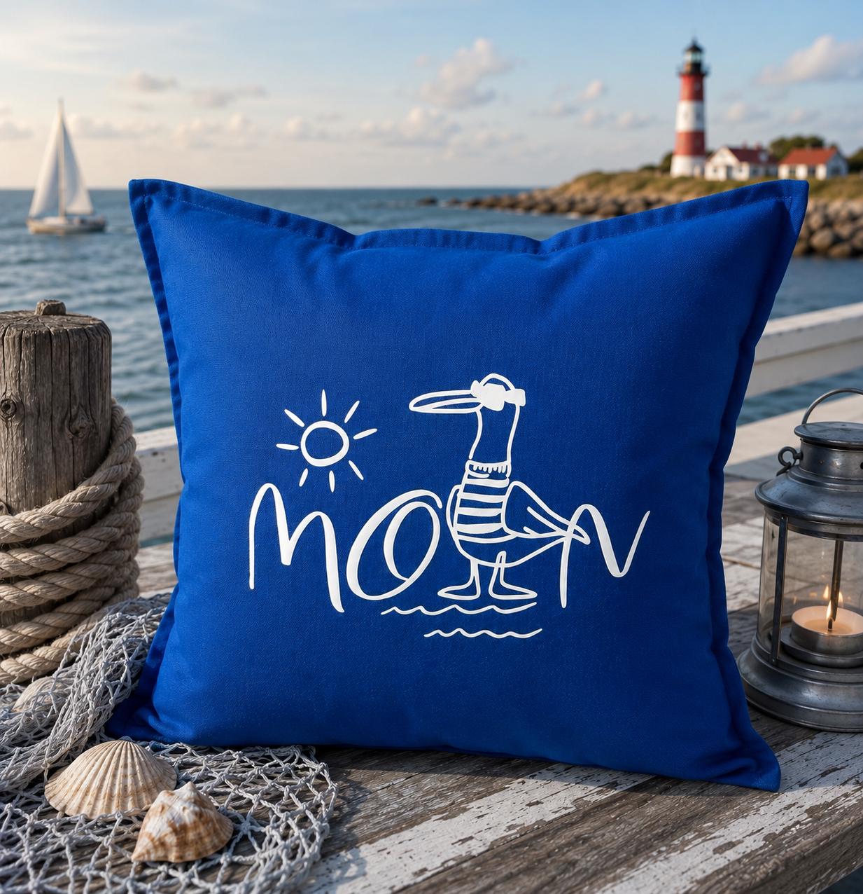 Maritime Kissenhülle, Kissenbezug, Maritim, Moin, Dekokissen, Deko, Dekoration, Geschenk, Mitbringsel, Geschenkidee