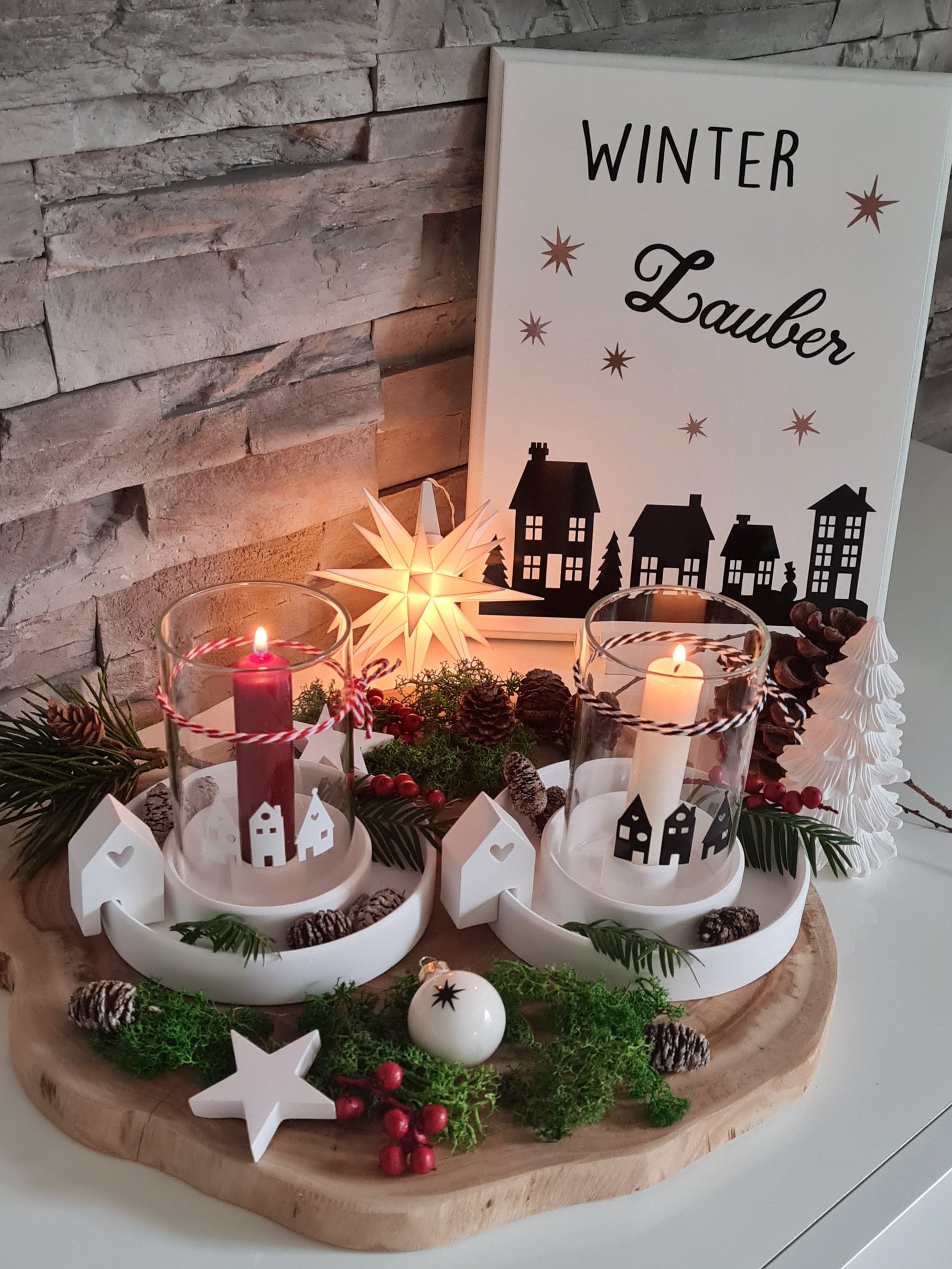 Set Kerzenständer mit Windlicht Kerze und einem kleinen Haus, Raysin, Kerzenglas, Weihnachten, Geschenk, Geschenkidee, Mitbringsel