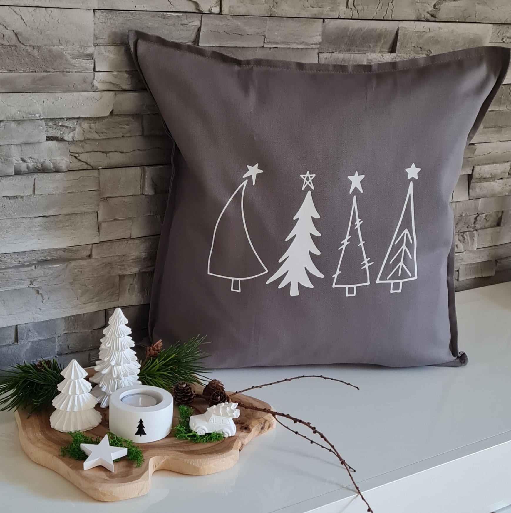 Decorative pillows, Christmas pillows, Christmas, fir trees, Christmas trees, pillows, pillowcases, Advent, decoration