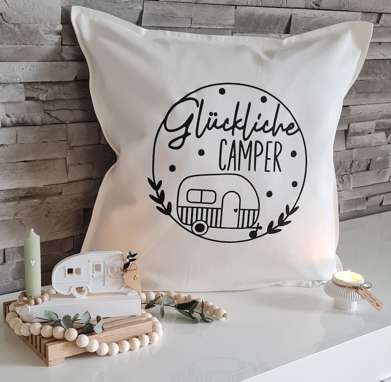 Dorasplotterwelt Happy Camper Pillow Cover - Thumbnail 3