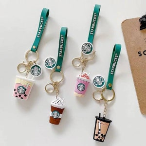 2023 Starbucks Green-Milk Tea Cups Keychain Cartoon 3D Doll Car Keychain  Pendant