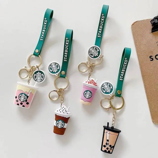 Mini Starbucks Boba Bubble Tea Keychain  keyring milk tea frappe ice coffee latte trend kawaii