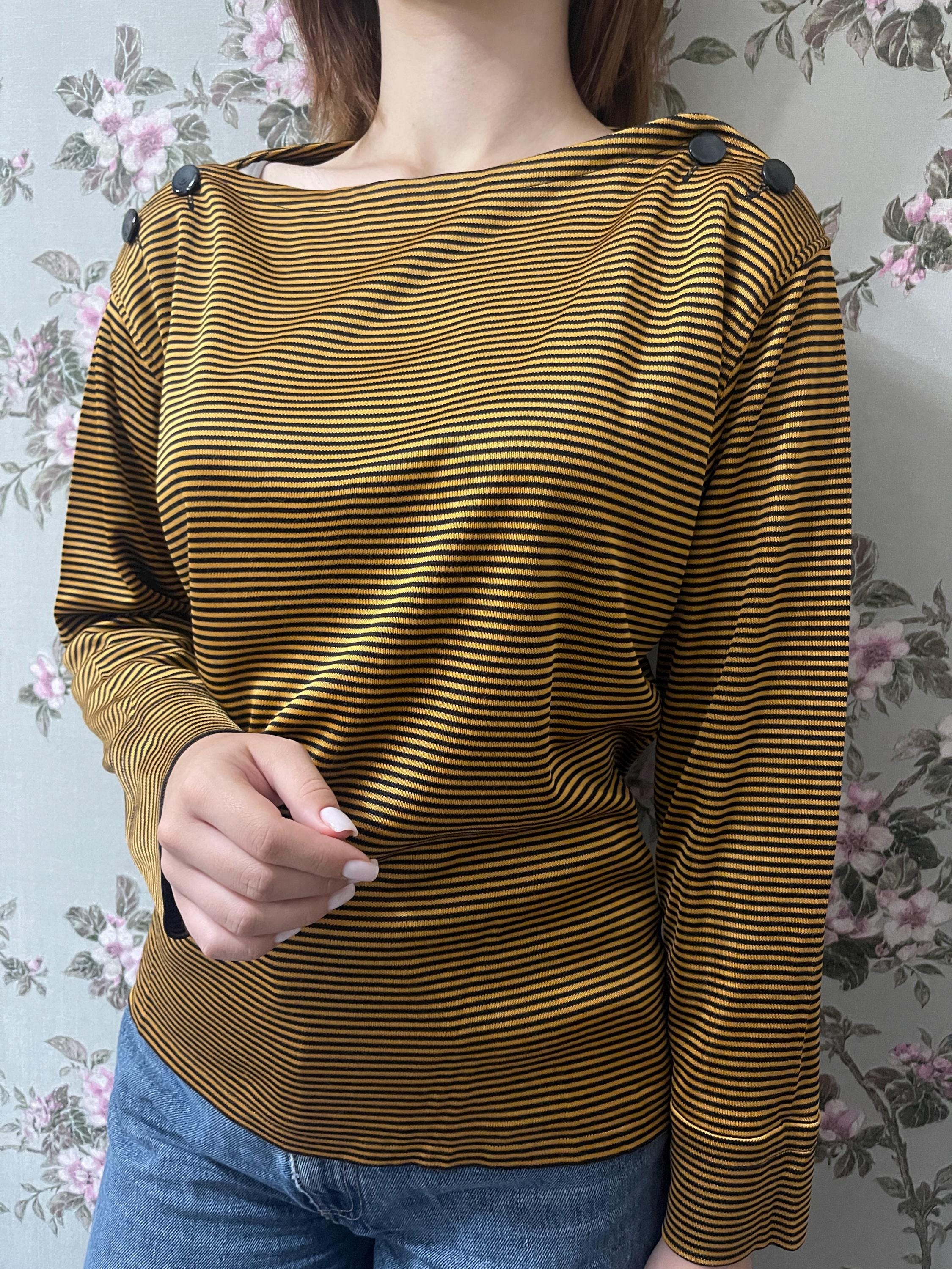 Vintage Saint Laurent Rive Gauche Nautical Orange Striped