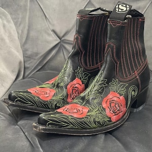 FRAUEN COWGIRL Boots Sendera authentische Western Cowboy Cowgirl Square Toe Gestickte Rosen Stiefel Rodeo Botas vaqueras para mujer Gr. 35