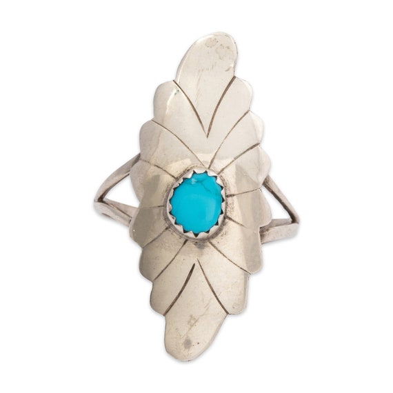 native american sterling silver blue turquoise le… - image 1