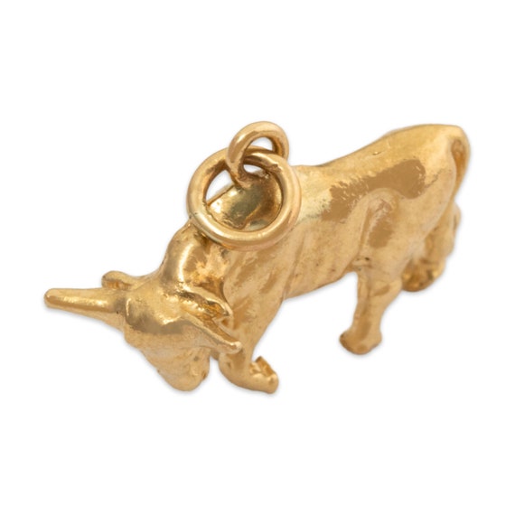 vintage 14k yellow gold bull pendant / charm - image 4