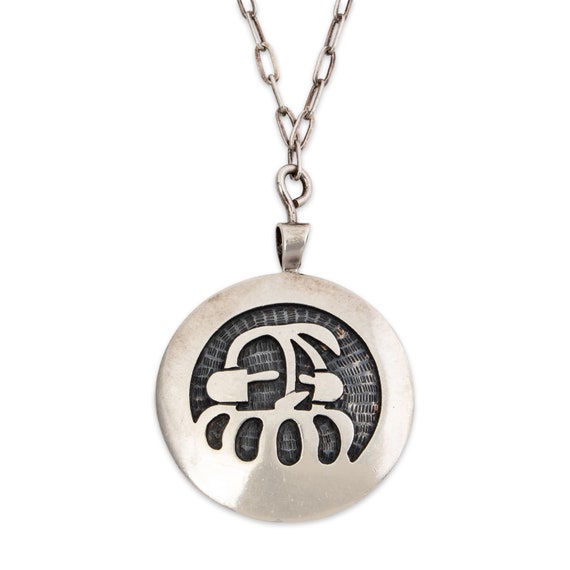 native american hopi sterling silver inlay neckla… - image 4