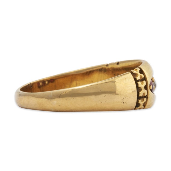antique english 18k yellow gold diamond ruby ring… - image 3