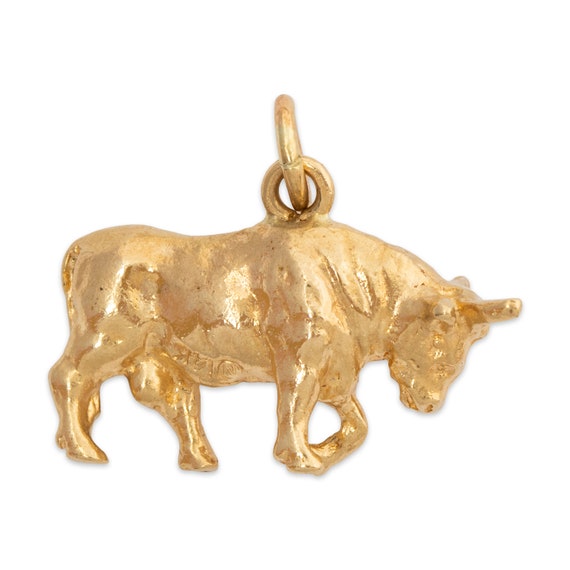 vintage 14k yellow gold bull pendant / charm - image 6