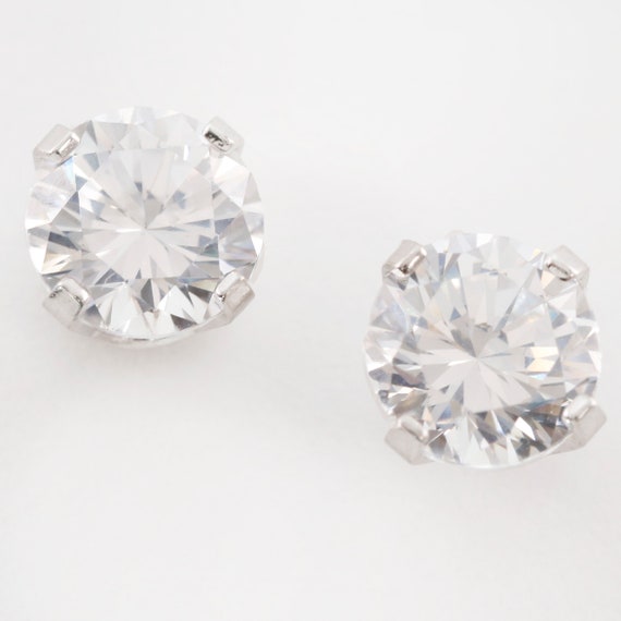 estate 14k white gold cz stud earrings - image 1