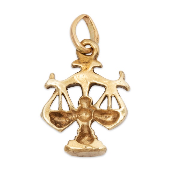 heavy vintage 10k yellow gold scales of justice p… - image 4