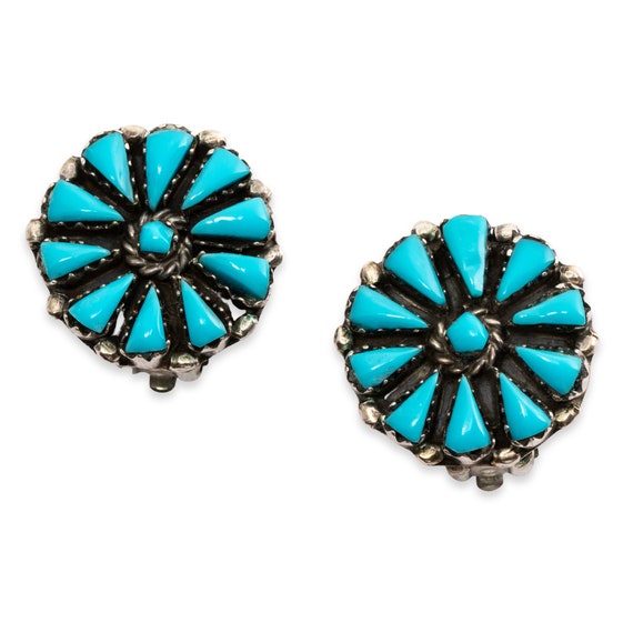 native american sterling silver blue turquoise cl… - image 1