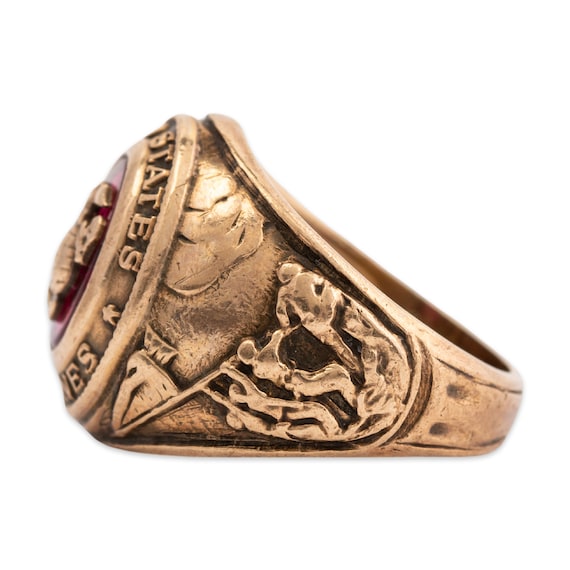 vintage crest-craft 10k gold synthetic ruby marin… - image 3