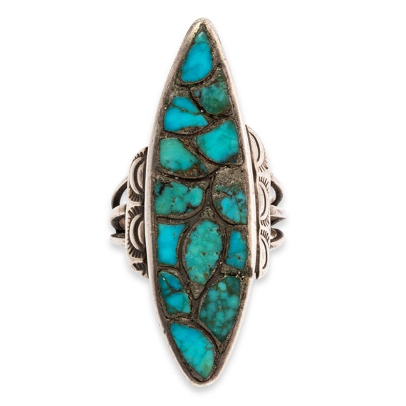 early native american zuni sterling turquoise fis… - image 1