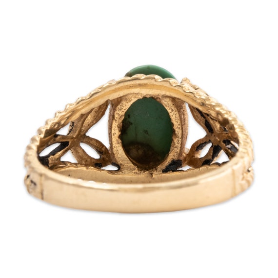 antique 14k yellow gold green turquoise 3 stone r… - image 3