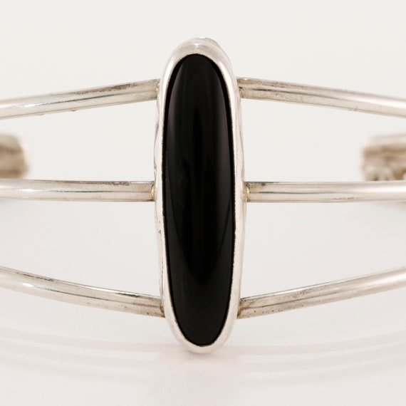 native american sterling silver black onyx cuff b… - image 2