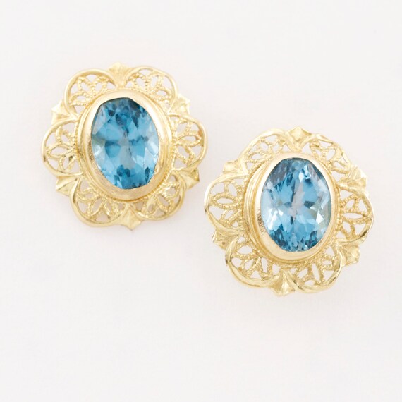 14K YELLOW GOLD FILIGREE DANGLE HEART EARRINGS DESIGN… Gem