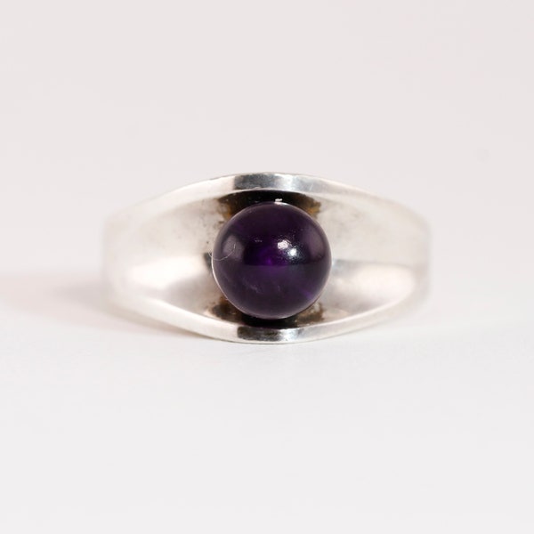 vintage designer 835 silver purple amethyst ball modernist ring size 7