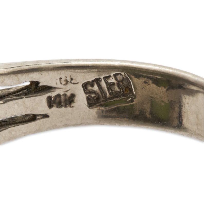 large vintage sterling 3.54cttw nephrite / jade symmetrical ring 6.5 image 4