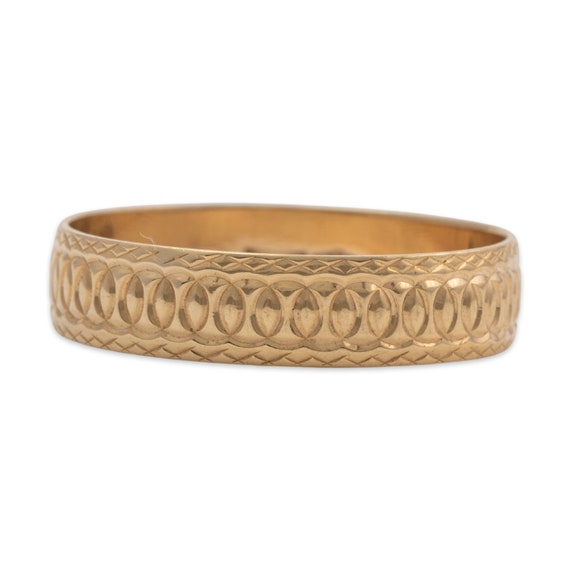 vintage 18k yellow gold textured stacking band ri… - image 1