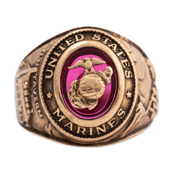 vintage crest-craft 10k gold synthetic ruby marin… - image 1