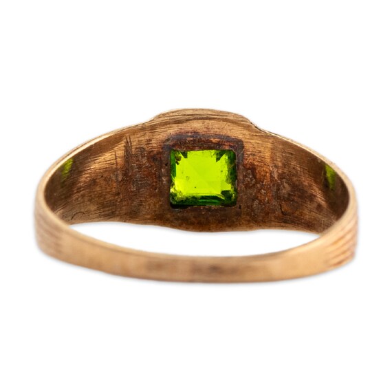 vintage 10k yellow gold green glass baby ring - image 3