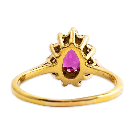 vintage 18k yellow gold 1 ct pear shaped ruby .27… - image 3