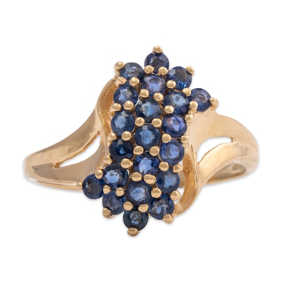 vintage 14k yellow gold sapphire waterfall ring 7… - image 1