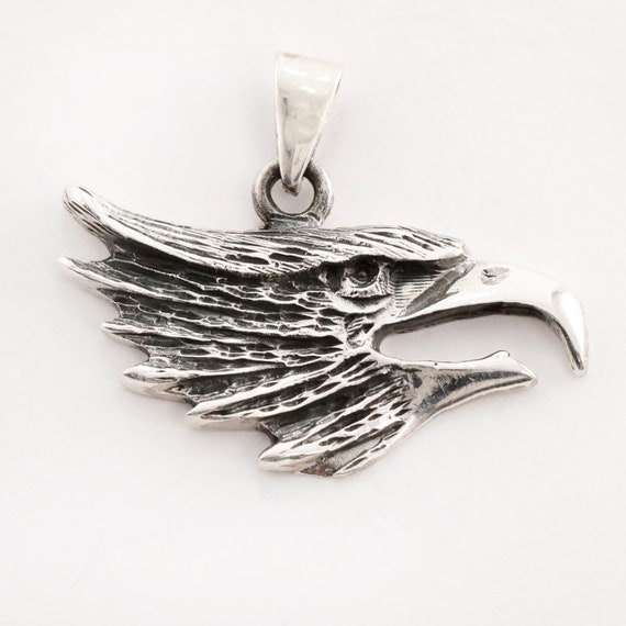 sterling silver bird eagle head charm pendant - image 1