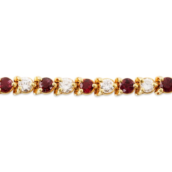 estate 18k yellow gold red ruby diamond 3.23 cttw… - image 5