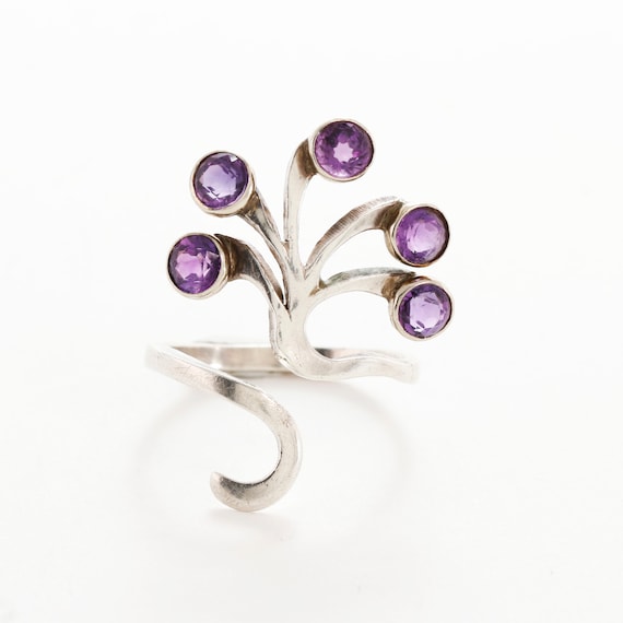 vintage sterling silver purple amethyst organic t… - image 1