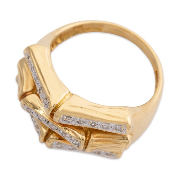vintage 18k yellow gold diamond bamboo band ring … - image 2