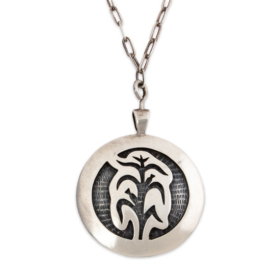 native american hopi sterling silver inlay neckla… - image 3