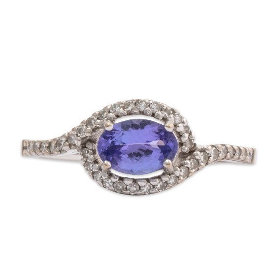 estate 18k white gold tanzanite .25cttw diamond t… - image 1