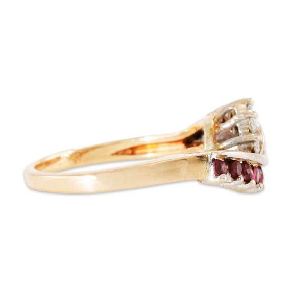 estate 14k yellow gold red ruby diamond 0.21 cttw… - image 4