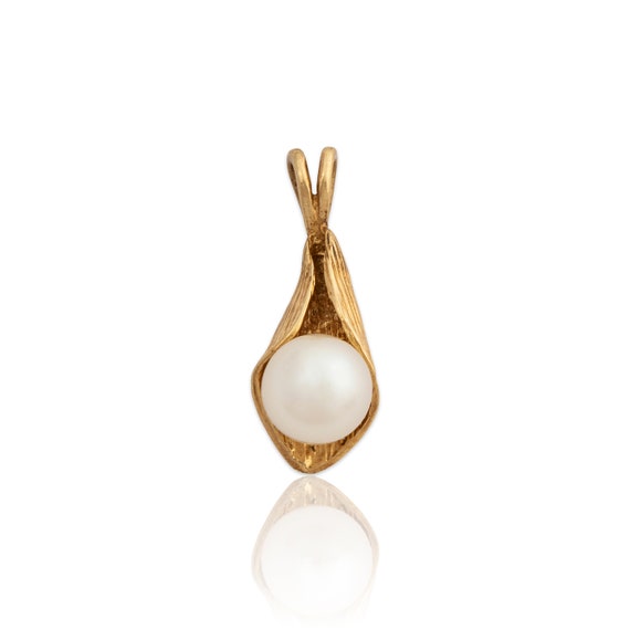 vintage 14k yellow gold pearl pendant