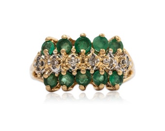 vintage 14k yellow gold emerald diamond ring 6.25